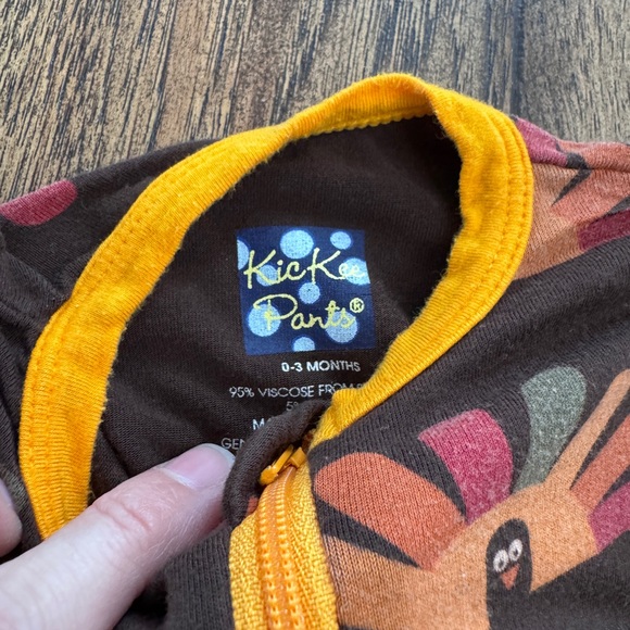 Kickee Pants dark brown turkey Patterned Footie - Picture 2 of 2